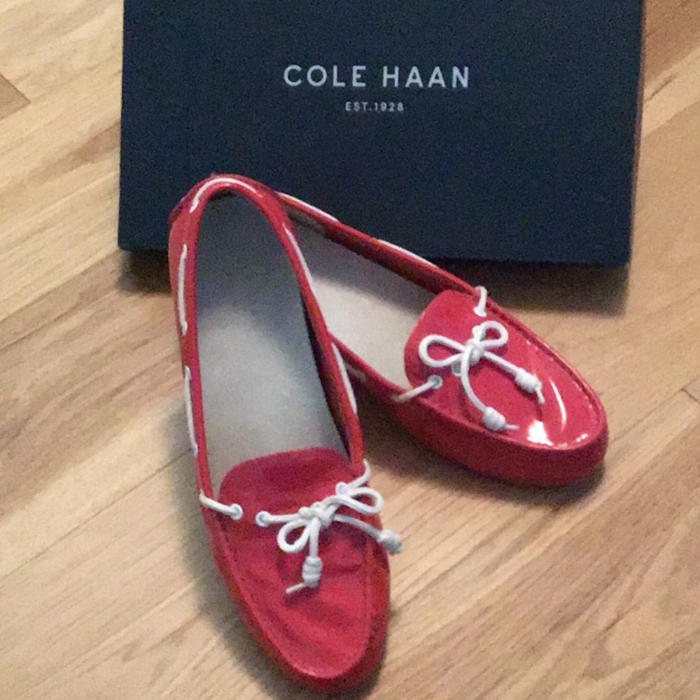 Cole Haan Grant pink patent leather loafers